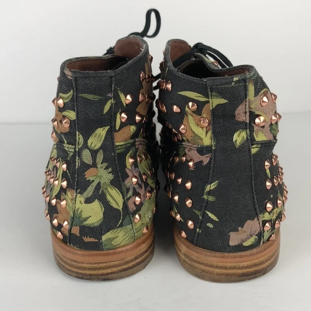 Matiko Floral Stud Lace Up Ankle Boots 8.5